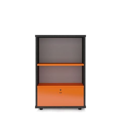 Baha H2 Dolap 82X42 H112 cm Siyah Analin - Turuncu