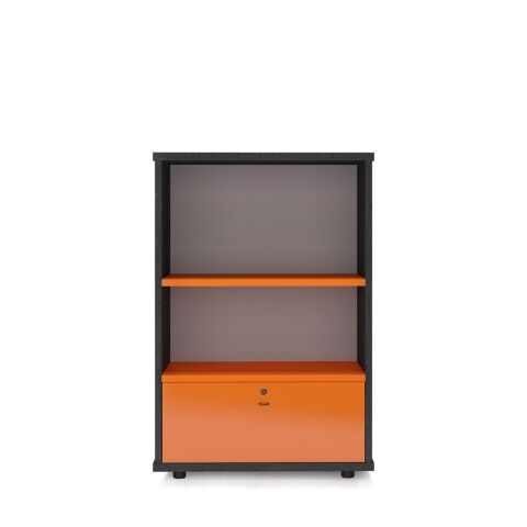 Baha H2 Dolap 82X42 H112 cm Siyah Analin - Turuncu