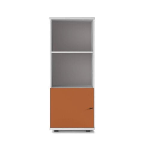 Sodade Kitaplık M3KH3 51X40 H130 cm Beyaz - Turuncu