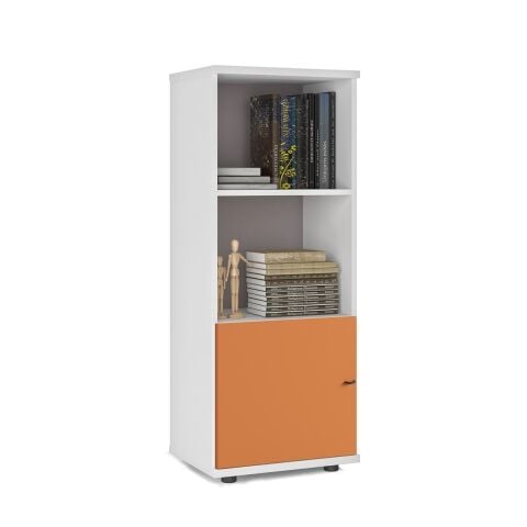 Sodade Kitaplık M3KH3 51X40 H130 cm Beyaz - Turuncu