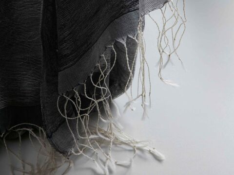 Tülü Şal Siyah %100 İpek