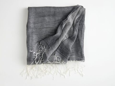 Tülü Şal Siyah %100 İpek