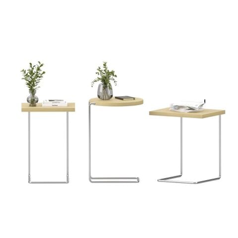 Bremen Sehpa 3'lü Set Anigre Laminat Kromaj Ayak