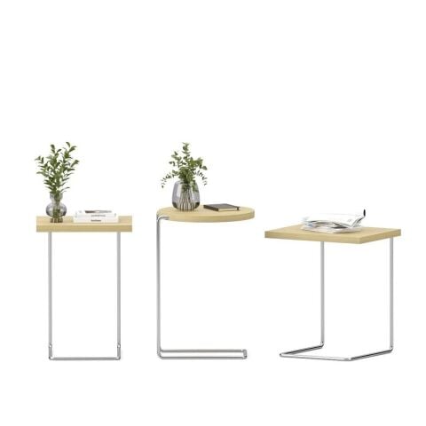 Bremen Zigon Sehpa 3'lü Set Anigre Laminat Kromaj Ayak