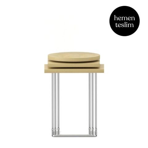Bremen Zigon Sehpa 3'lü Set Anigre Laminat Kromaj Ayak