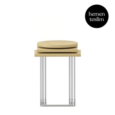 Bremen Zigon Sehpa 3'lü Set Anigre Laminat Kromaj Ayak