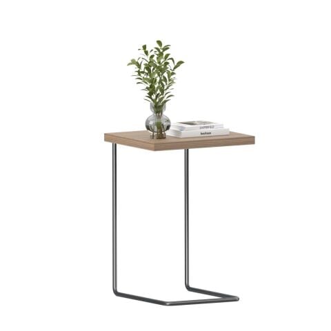 Bremen Sehpa 3'lü Set Velur Ceviz Rengi Laminat Satin Epoksi K.Gri Ayak
