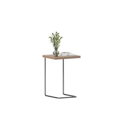 Bremen Zigon Sehpa 3'lü Set Velur Ceviz Rengi Laminat Satin Epoksi K.Gri Ayak