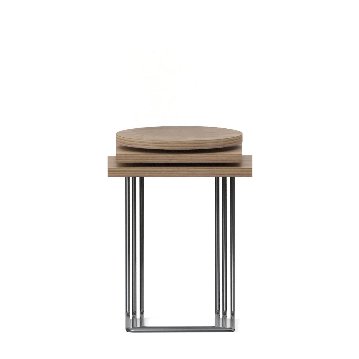 Bremen Zigon Sehpa 3'lü Set Velur Ceviz Rengi Laminat Satin Epoksi K.Gri Ayak