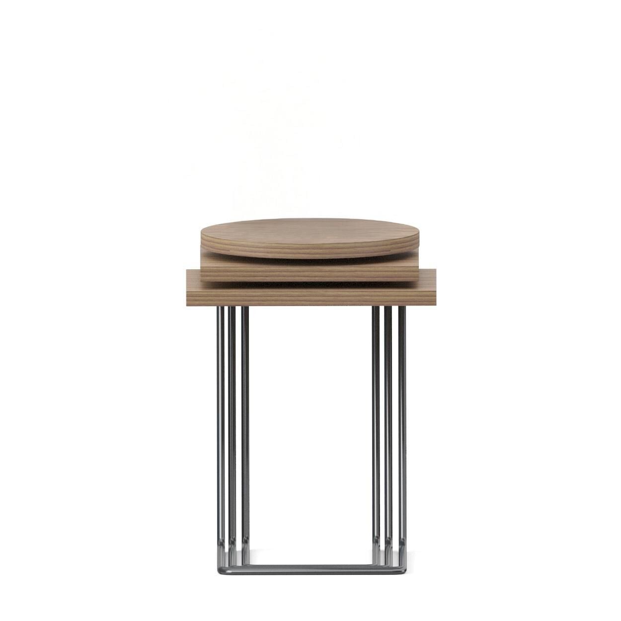 Bremen Zigon Sehpa 3'lü Set Velur Ceviz Rengi Laminat Satin Epoksi K.Gri Ayak