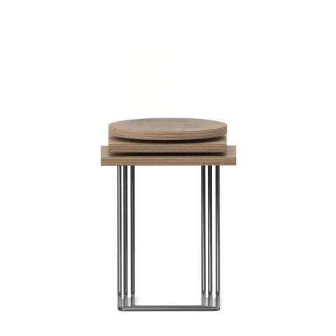 Bremen Zigon Sehpa 3'lü Set Velur Ceviz Rengi Laminat Satin Epoksi K.Gri Ayak