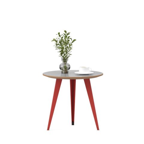 Ray Sehpa Mochia Ahşap Dokulu Laminat Kırmızı Epoksi Ayak