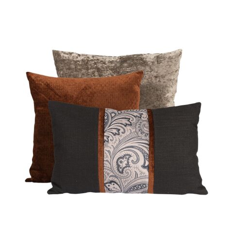 Yastık Gizli Dikişli 45x45 Gri Beyaz Desenli