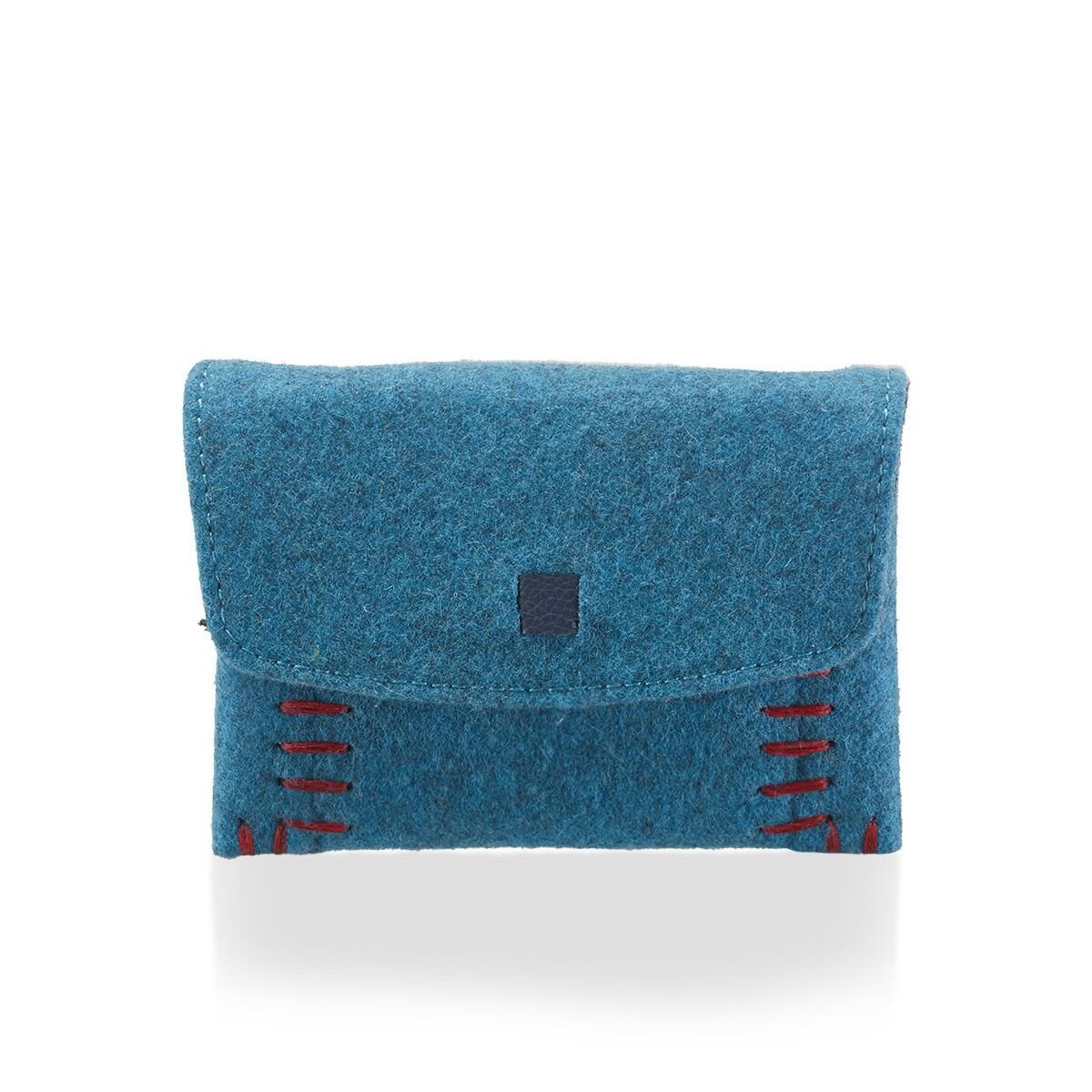 Deri Keçe Mini Cüzdan Açık Mavi