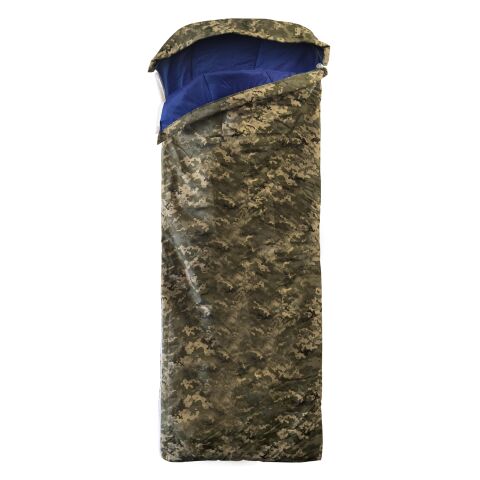 Askeri Kamuflaj Desenli Elyaf Kaplı Uyku Tulumu Mavi-Yetişkin