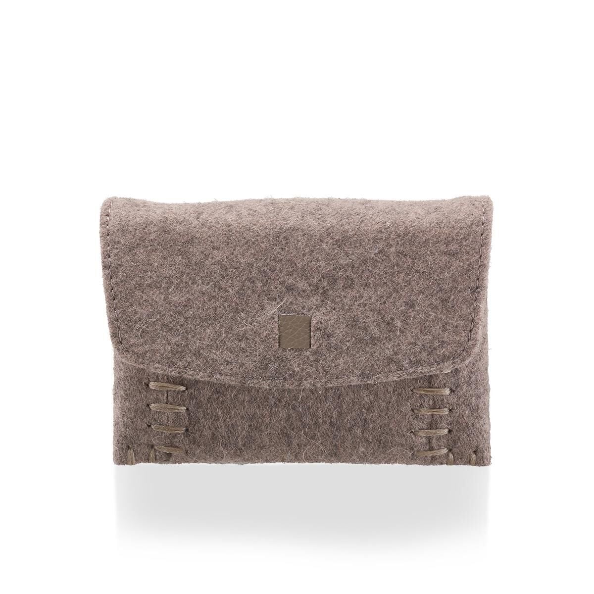 Deri Keçe Mini Cüzdan Bej