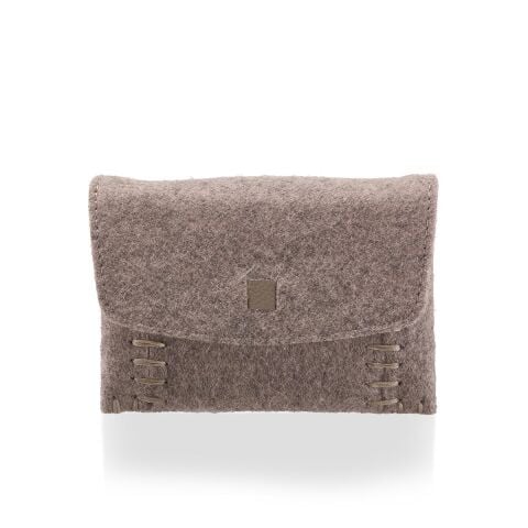 Deri Keçe Mini Cüzdan Bej