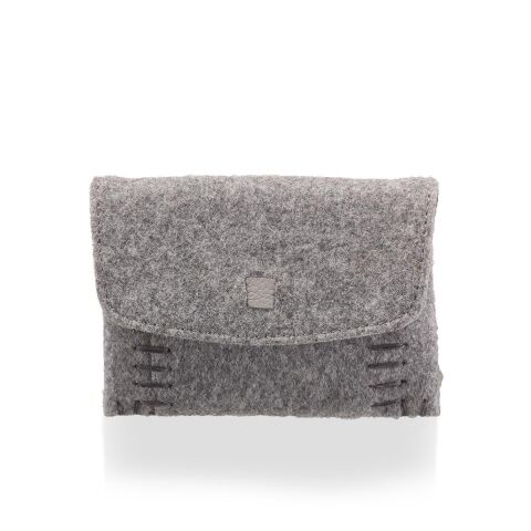 Deri Keçe Mini Cüzdan Gri