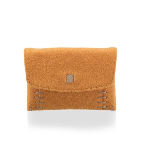 Deri Keçe Mini Cüzdan Sarı