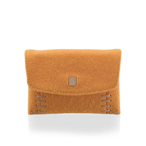 Deri Keçe Mini Cüzdan Sarı