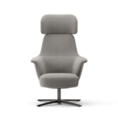 Norma Yüksek Sırtlı Dönme Mekanizmalı Berjer – Lounge Koltuk-Farinoso Gri