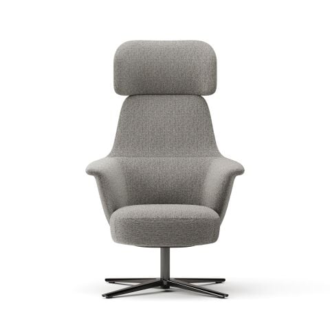 Norma Yüksek Sırtlı Dönme Mekanizmalı Berjer – Lounge Koltuk-Farinoso Gri