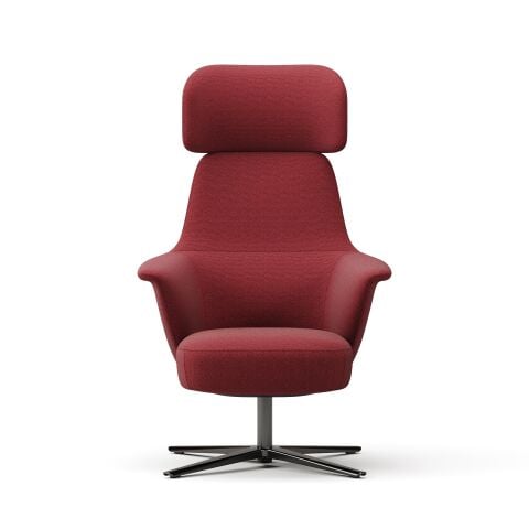 Norma Yüksek Sırtlı Dönme Mekanizmalı Berjer – Lounge Koltuk-Farinoso Kırmızı