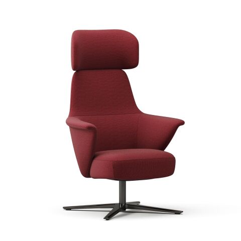 Norma Yüksek Sırtlı Dönme Mekanizmalı Berjer – Lounge Koltuk-Farinoso Kırmızı