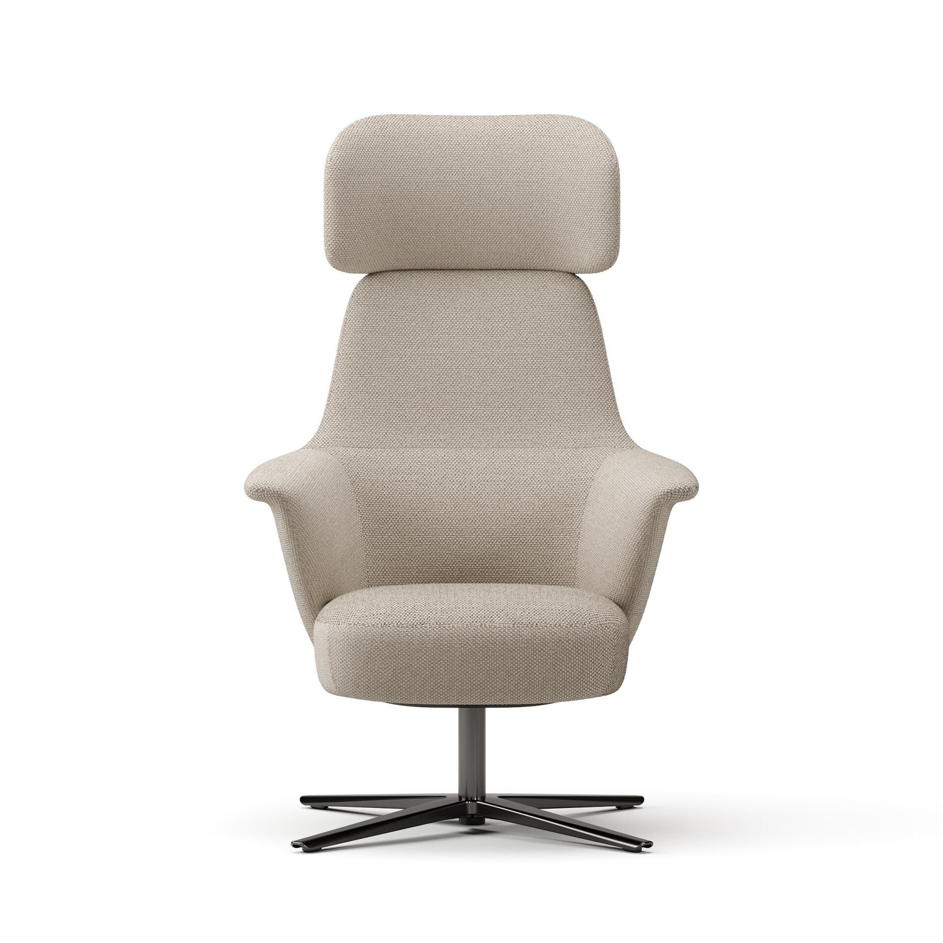 Norma Yüksek Sırtlı Dönme Mekanizmalı Berjer – Lounge Koltuk-Avatar Bej