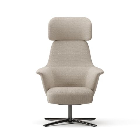 Norma Yüksek Sırtlı Dönme Mekanizmalı Berjer – Lounge Koltuk-Avatar Bej