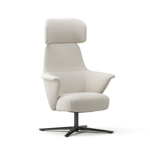 Norma Yüksek Sırtlı Dönme Mekanizmalı Berjer – Lounge Koltuk-Avatar Beyaz