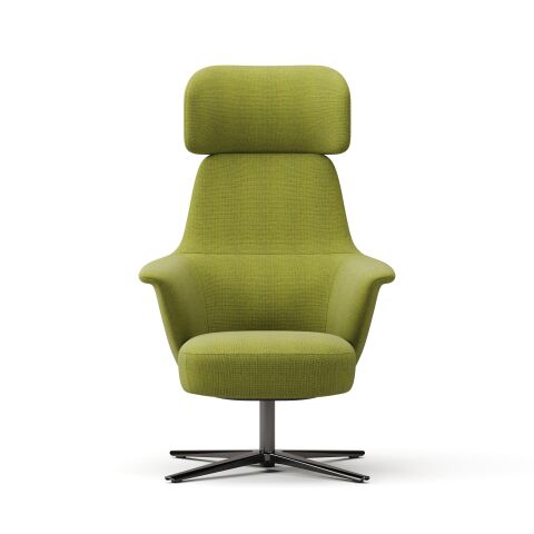 Norma Yüksek Sırtlı Dönme Mekanizmalı Berjer – Lounge Koltuk-Craggan Yeşil
