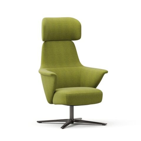 Norma Yüksek Sırtlı Dönme Mekanizmalı Berjer – Lounge Koltuk-Craggan Yeşil