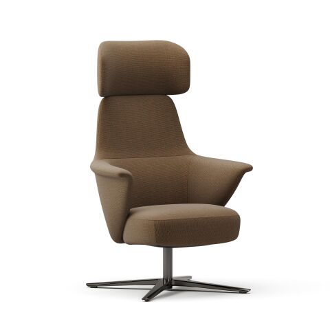 Norma Yüksek Sırtlı Dönme Mekanizmalı Berjer – Lounge Koltuk-Craggan Kahverengi