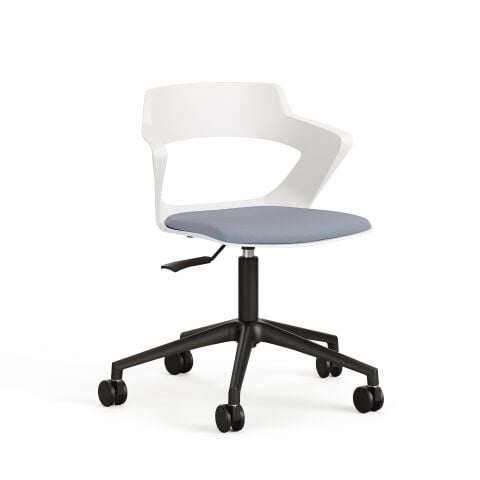 Zenith Çalışma Ofis Koltuğu Sandalyesi Beyaz Mavi Döşemeli