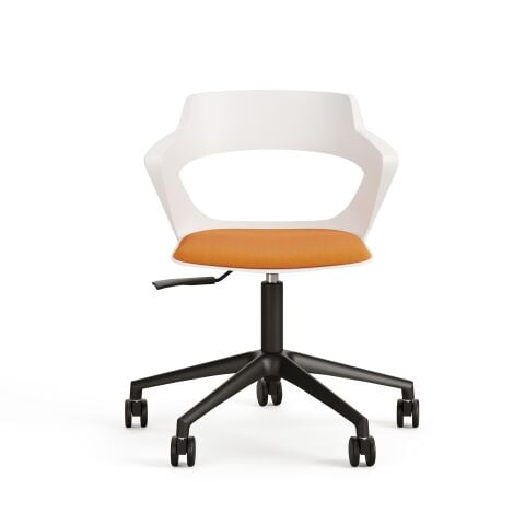 Zenith Çalışma Ofis Koltuğu Sandalyesi Beyaz Turuncu Döşemeli