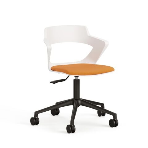 Zenith Çalışma Ofis Koltuğu Sandalyesi Beyaz Turuncu Döşemeli