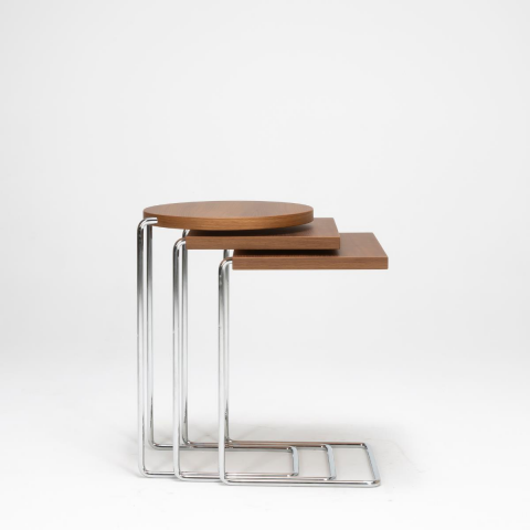 Bremen Zigon Sehpa 3'lü Set Desensiz Smoked Meşe Kromaj Ayak