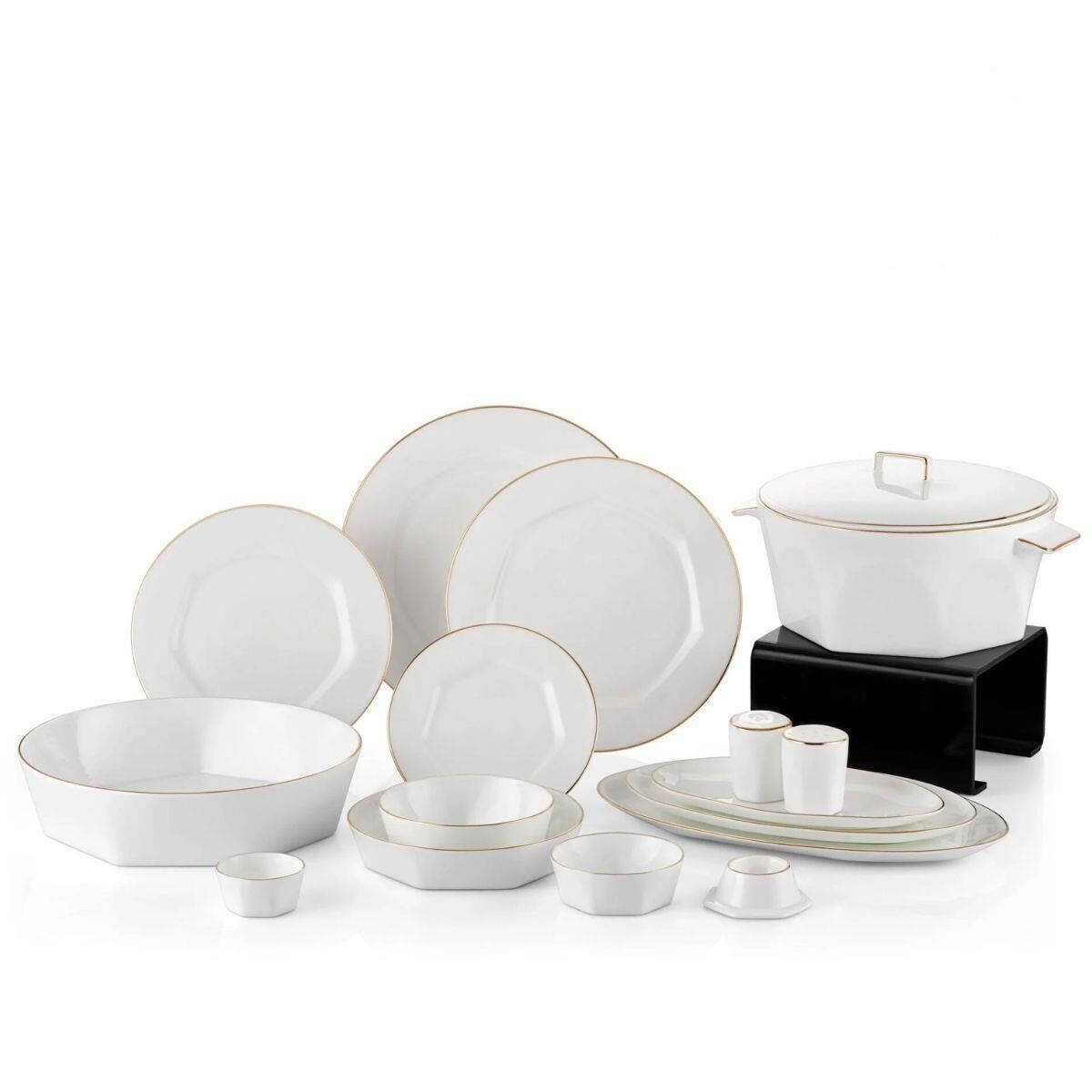Mislina 12 Kişilik Yemek Takımı 122 Parça Altın Bordür