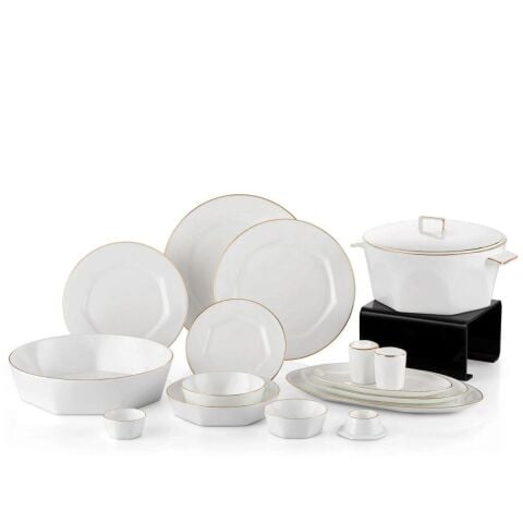 Mislina 12 Kişilik Yemek Takımı 122 Parça Altın Bordür