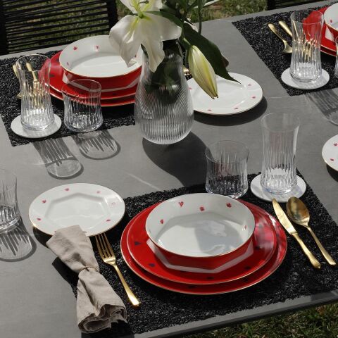 Mislina 12 Kişilik Yemek Takımı 122 Parça Kırmızı