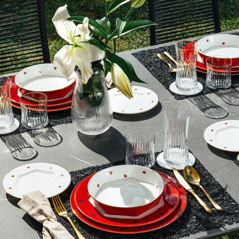 Mislina 12 Kişilik Yemek Takımı 122 Parça Kırmızı