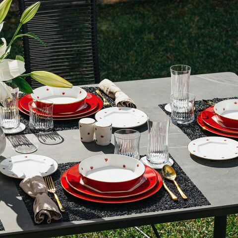 Mislina 12 Kişilik Yemek Takımı 122 Parça Kırmızı