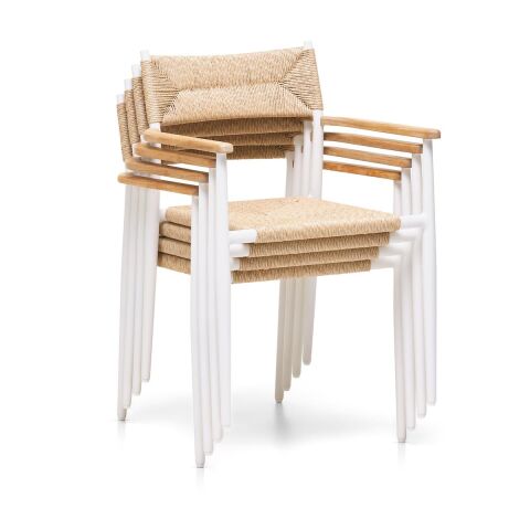 WO Knot Kolçaklı Bahçe Sandalye Beyaz