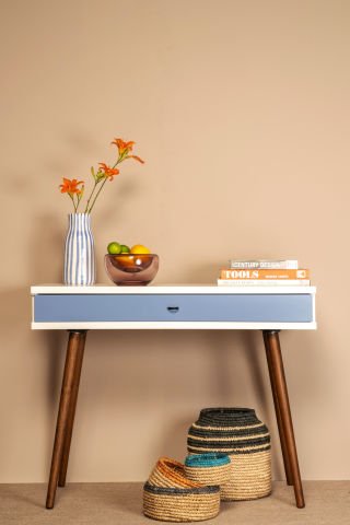 Sodade Dresuar 100X40 H77 cm Beyaz - Mavi