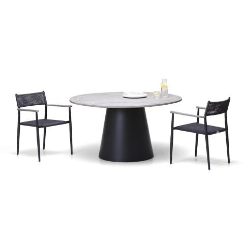 WO Rotunda Ø 140 Bahçe Masa-Mahagony/Ral 9017
