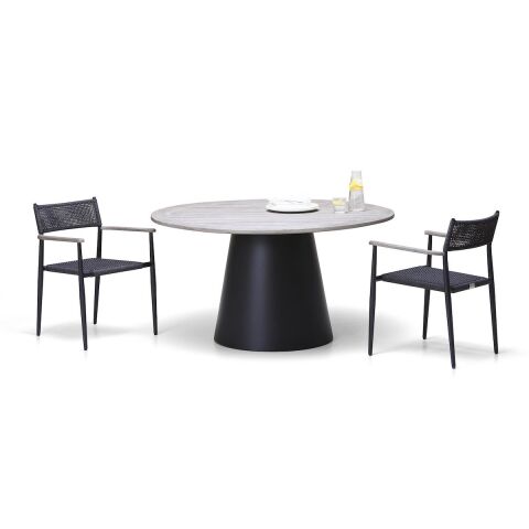 WO Rotunda Ø 140 Bahçe Masa-Mahagony/Ral 9017