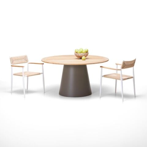 WO Rotunda Ø 140 Bahçe Masa Teak/Taupe