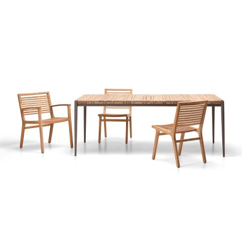 WO Emma 100X200 Bahçe Masa-Teak/Ral Taupe