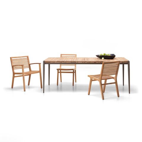 WO Emma 100X200 Bahçe Masa-Teak/Ral Taupe